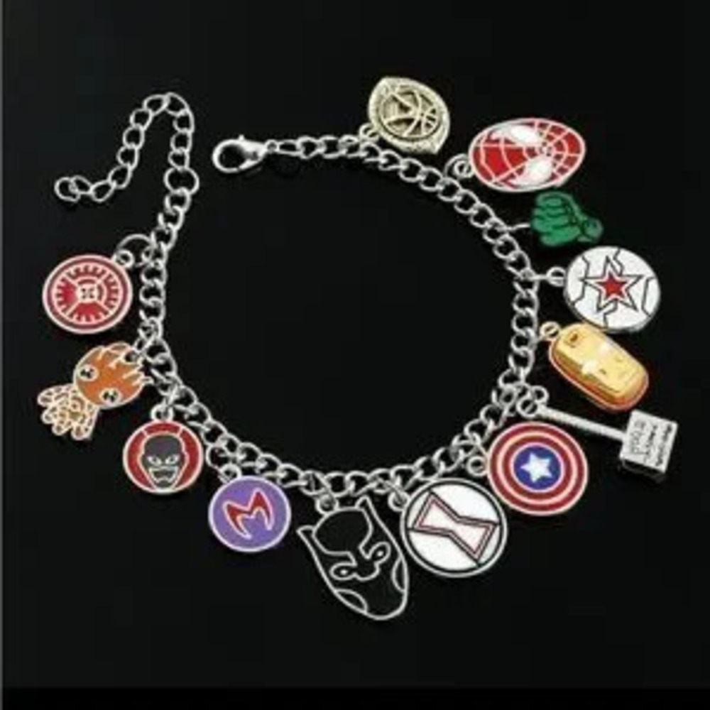 Super Hero Thor Spiderman Captain America Charm Bracelet